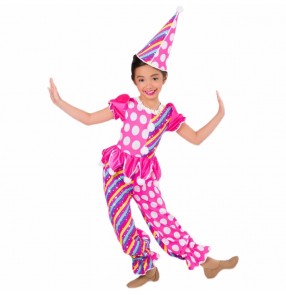 Children Toddlers Pink polka dot comedy clown stage play costumes Clown musical cosplay costume baby girls cos halloween